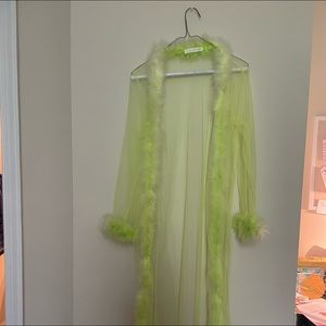 Shear feather robe neon yellow